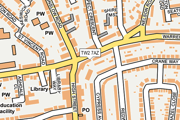 TW2 7AZ map - OS OpenMap – Local (Ordnance Survey)
