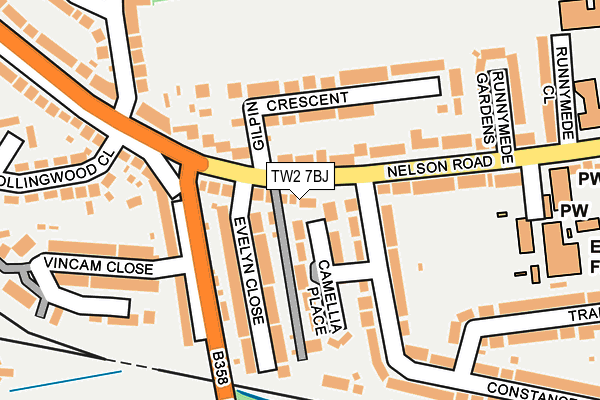 TW2 7BJ map - OS OpenMap – Local (Ordnance Survey)