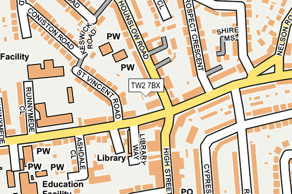 TW2 7BX map - OS OpenMap – Local (Ordnance Survey)