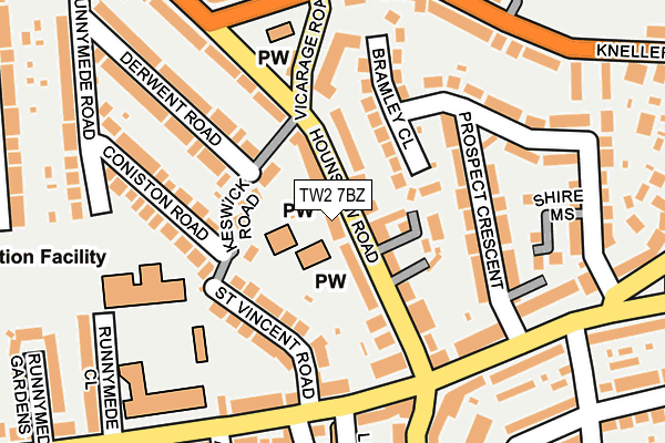 TW2 7BZ map - OS OpenMap – Local (Ordnance Survey)