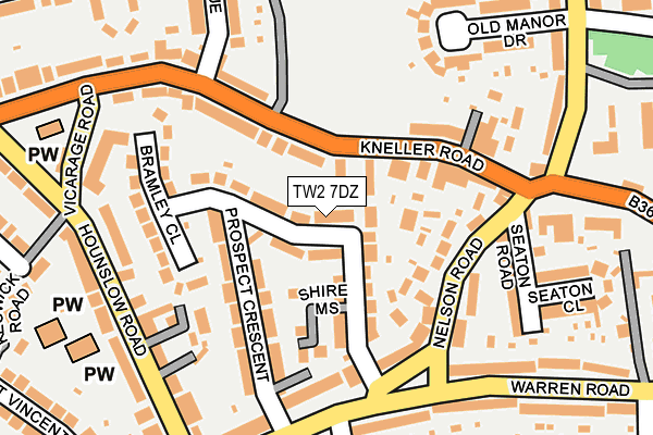 TW2 7DZ map - OS OpenMap – Local (Ordnance Survey)
