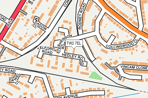 TW2 7EL map - OS OpenMap – Local (Ordnance Survey)