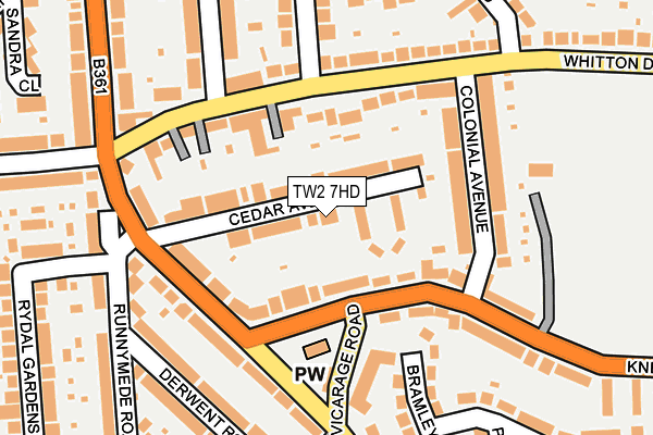 TW2 7HD map - OS OpenMap – Local (Ordnance Survey)