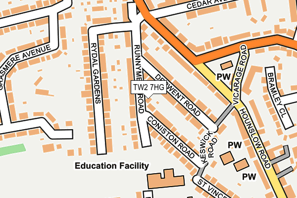 TW2 7HG map - OS OpenMap – Local (Ordnance Survey)