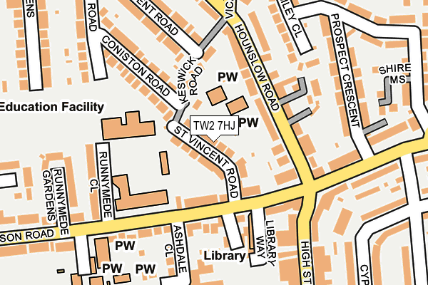 TW2 7HJ map - OS OpenMap – Local (Ordnance Survey)