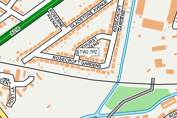 TW2 7PZ map - OS OpenMap – Local (Ordnance Survey)