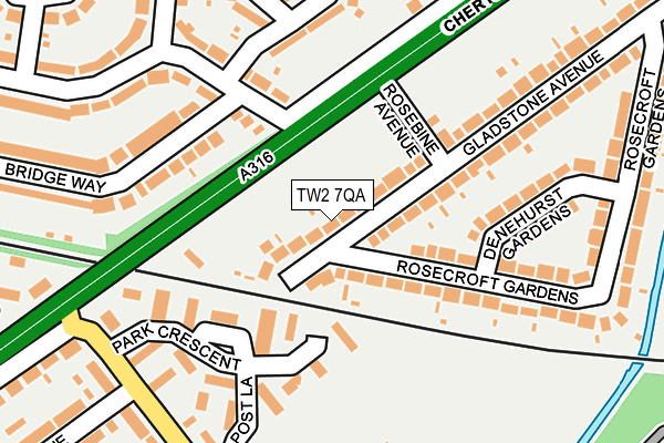 TW2 7QA map - OS OpenMap – Local (Ordnance Survey)