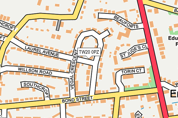 TW20 0PZ map - OS OpenMap – Local (Ordnance Survey)