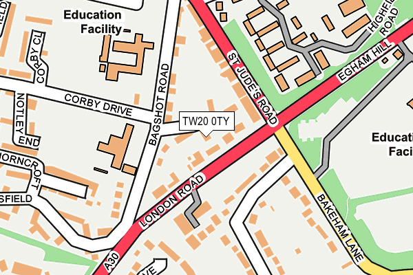 TW20 0TY map - OS OpenMap – Local (Ordnance Survey)