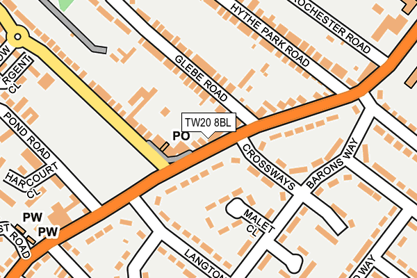 TW20 8BL map - OS OpenMap – Local (Ordnance Survey)