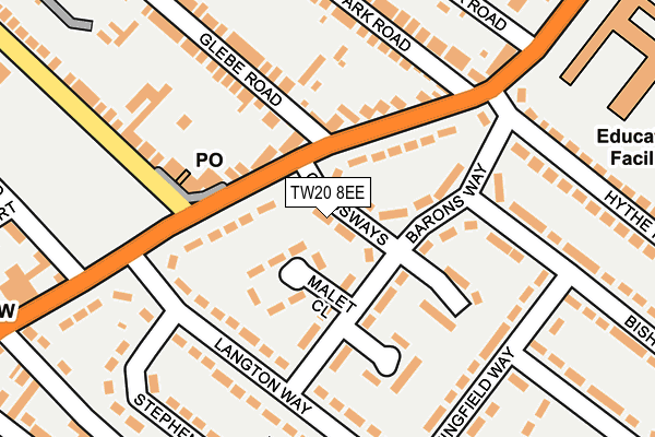 TW20 8EE map - OS OpenMap – Local (Ordnance Survey)