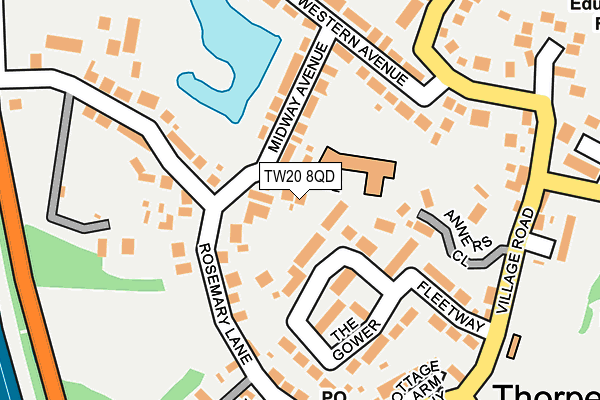 TW20 8QD map - OS OpenMap – Local (Ordnance Survey)