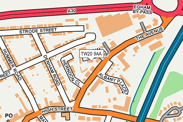 TW20 9AA map - OS OpenMap – Local (Ordnance Survey)
