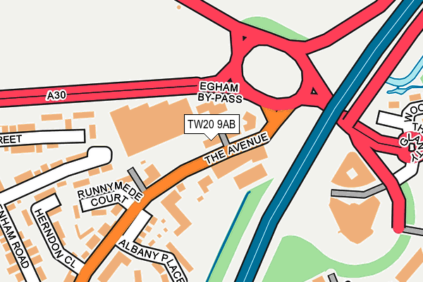 TW20 9AB map - OS OpenMap – Local (Ordnance Survey)