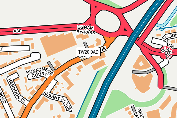 TW20 9AD map - OS OpenMap – Local (Ordnance Survey)