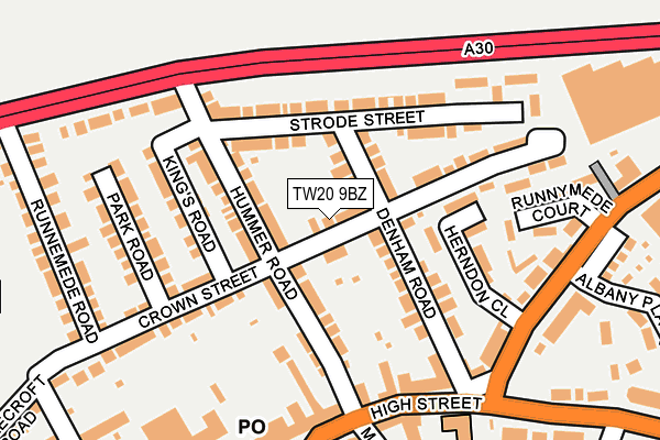 TW20 9BZ map - OS OpenMap – Local (Ordnance Survey)