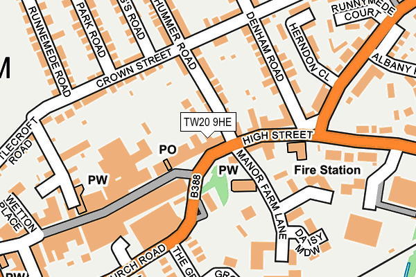 TW20 9HE map - OS OpenMap – Local (Ordnance Survey)