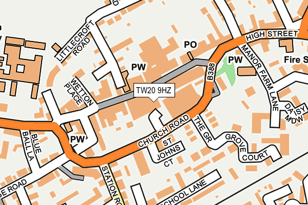TW20 9HZ map - OS OpenMap – Local (Ordnance Survey)