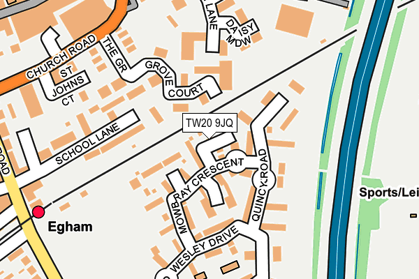 TW20 9JQ map - OS OpenMap – Local (Ordnance Survey)