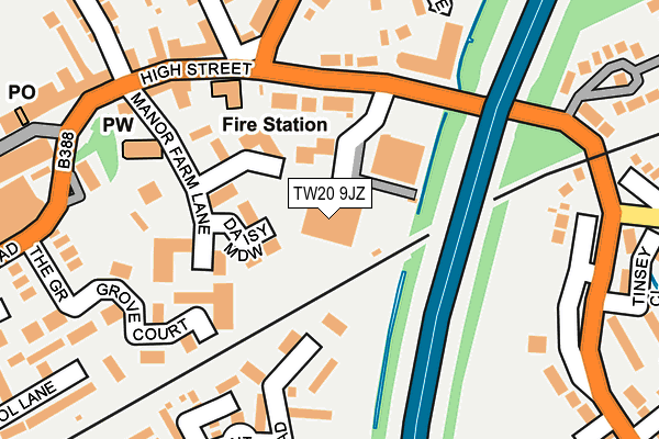 TW20 9JZ map - OS OpenMap – Local (Ordnance Survey)