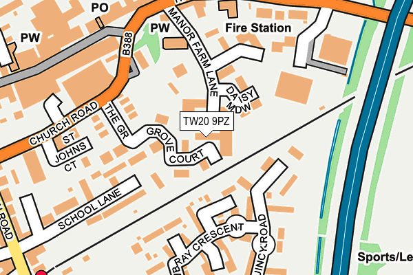 TW20 9PZ map - OS OpenMap – Local (Ordnance Survey)