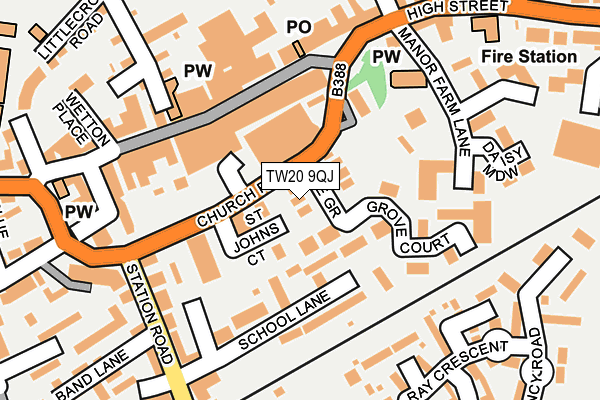 TW20 9QJ map - OS OpenMap – Local (Ordnance Survey)
