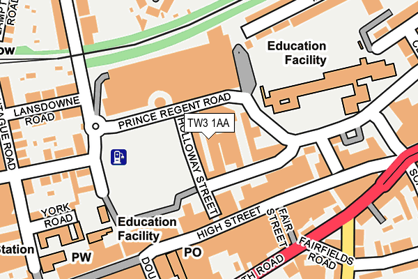TW3 1AA map - OS OpenMap – Local (Ordnance Survey)