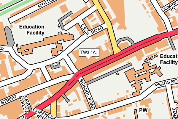 TW3 1AJ map - OS OpenMap – Local (Ordnance Survey)
