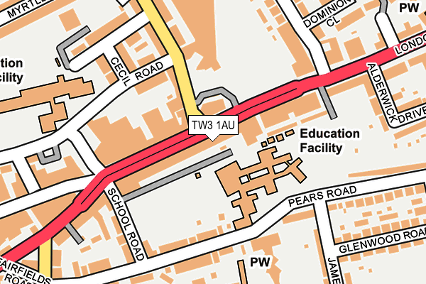 TW3 1AU map - OS OpenMap – Local (Ordnance Survey)