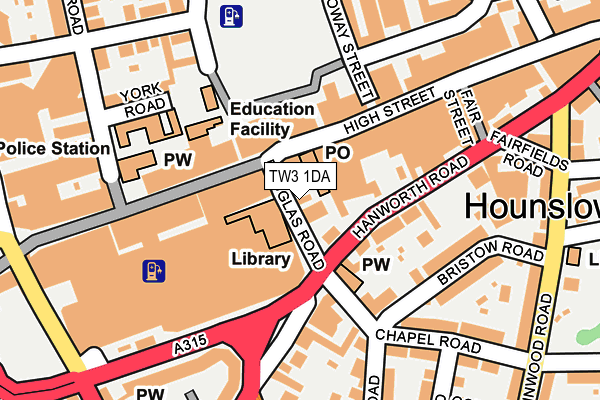 TW3 1DA map - OS OpenMap – Local (Ordnance Survey)