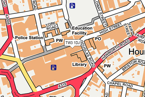 TW3 1DJ map - OS OpenMap – Local (Ordnance Survey)