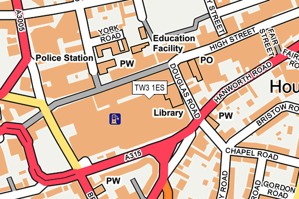 TW3 1ES map - OS OpenMap – Local (Ordnance Survey)