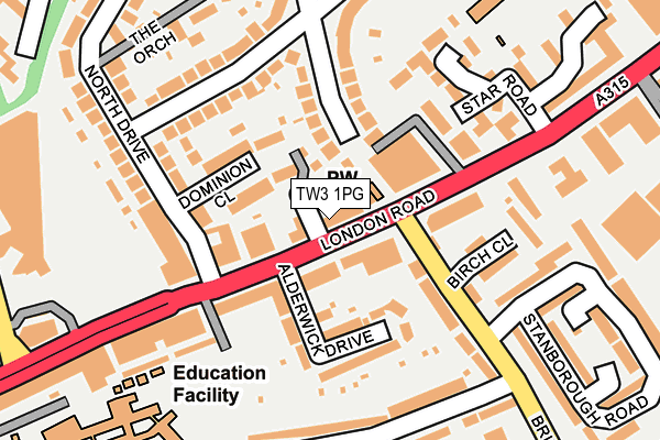 TW3 1PG map - OS OpenMap – Local (Ordnance Survey)