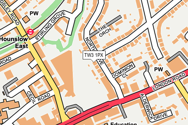 TW3 1PX map - OS OpenMap – Local (Ordnance Survey)