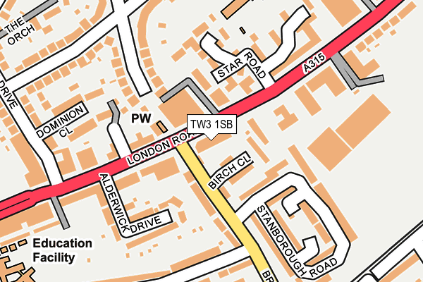 TW3 1SB map - OS OpenMap – Local (Ordnance Survey)