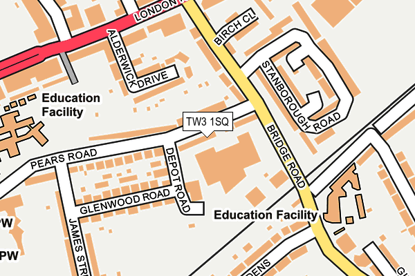 TW3 1SQ map - OS OpenMap – Local (Ordnance Survey)