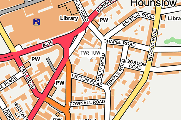 TW3 1UW map - OS OpenMap – Local (Ordnance Survey)