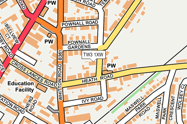 TW3 1XW map - OS OpenMap – Local (Ordnance Survey)