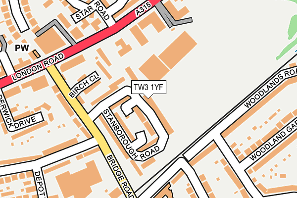 TW3 1YF map - OS OpenMap – Local (Ordnance Survey)