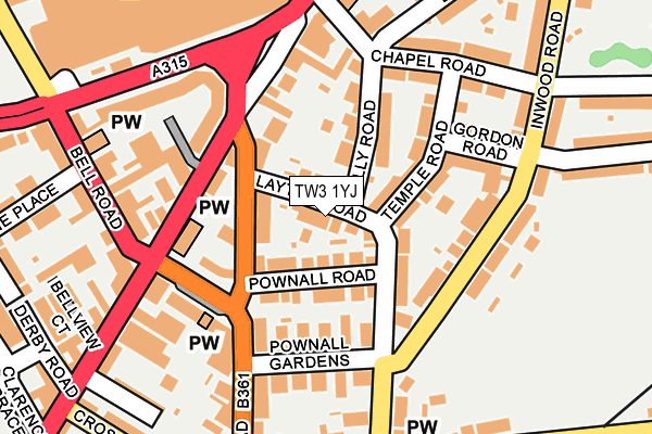 TW3 1YJ map - OS OpenMap – Local (Ordnance Survey)