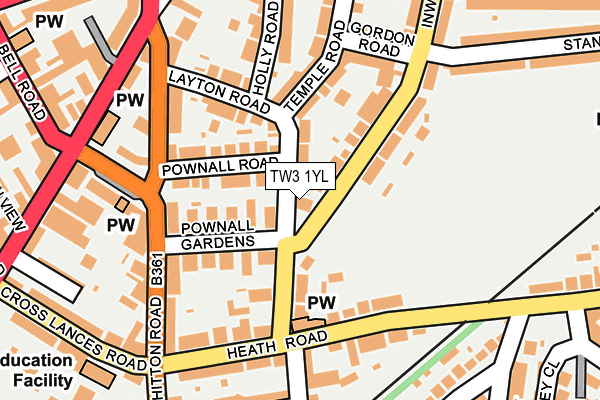 TW3 1YL map - OS OpenMap – Local (Ordnance Survey)
