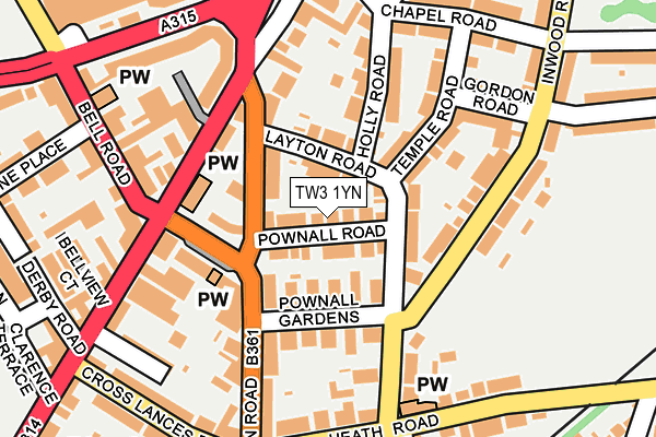 TW3 1YN map - OS OpenMap – Local (Ordnance Survey)
