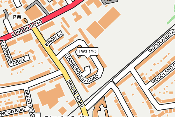 TW3 1YQ map - OS OpenMap – Local (Ordnance Survey)