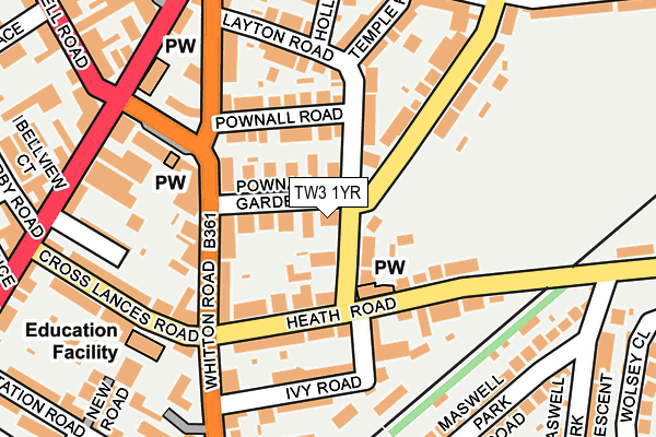 TW3 1YR map - OS OpenMap – Local (Ordnance Survey)