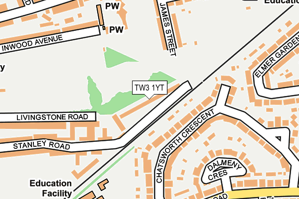 TW3 1YT map - OS OpenMap – Local (Ordnance Survey)