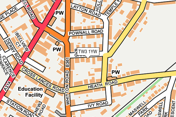 TW3 1YW map - OS OpenMap – Local (Ordnance Survey)
