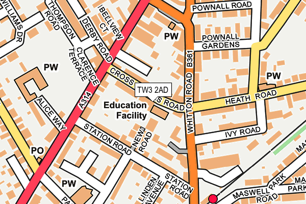 TW3 2AD map - OS OpenMap – Local (Ordnance Survey)