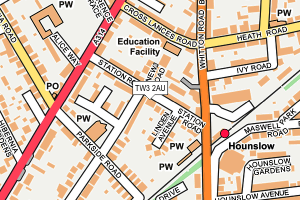 TW3 2AU map - OS OpenMap – Local (Ordnance Survey)