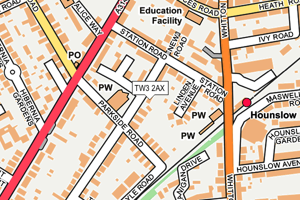 TW3 2AX map - OS OpenMap – Local (Ordnance Survey)