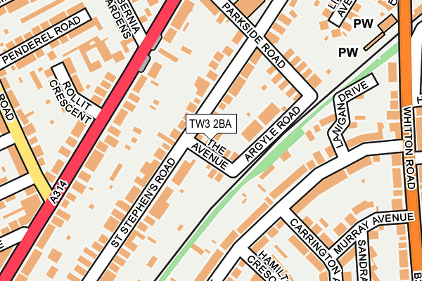 TW3 2BA map - OS OpenMap – Local (Ordnance Survey)